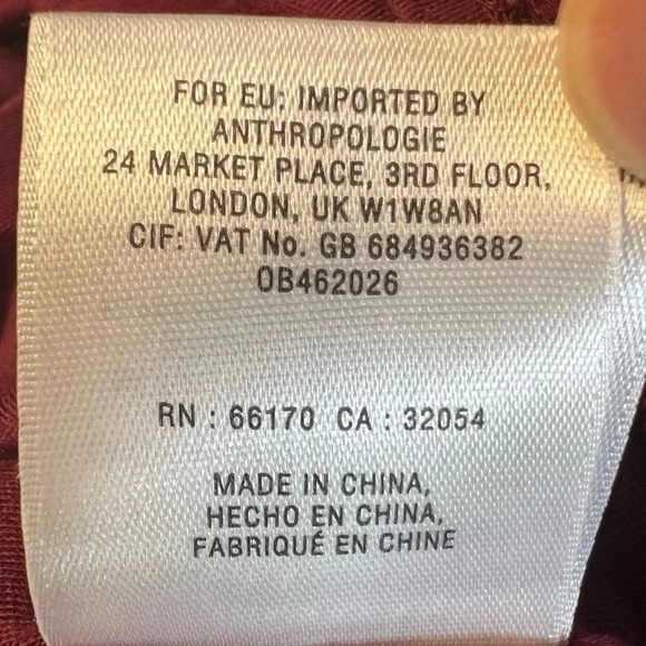 Anthropologie Maeve Burgundy White Short Sleeve A-Line Mini Dress. Size Medium. - Picture 12 of 12